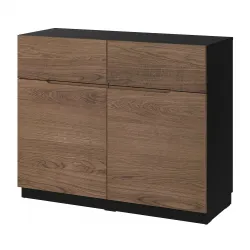 KLACKENÄS Buffetkast - zwart/eikenfineer bruin gelazuurd 120x97 cm