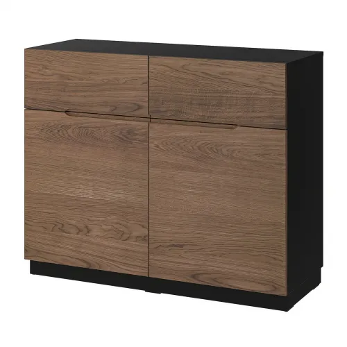 KLACKENÄS Buffetkast - zwart/eikenfineer bruin gelazuurd 120x97 cm
