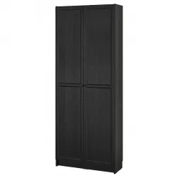 BILLY / OXBERG Boekenkast met deuren - zwart eikenpatroon 80x30x202 cm