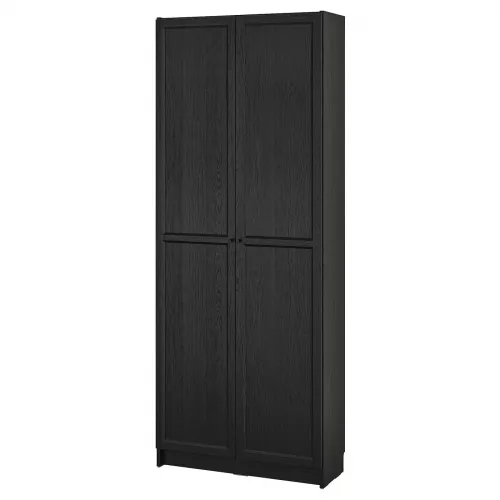 BILLY / OXBERG Boekenkast met deuren - zwart eikenpatroon 80x30x202 cm