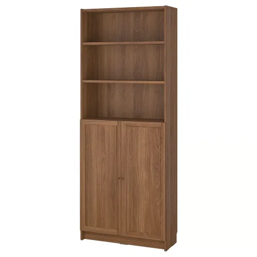 BILLY / OXBERG Boekenkast met deuren - bruin walnootpatroon 80x30x202 cm