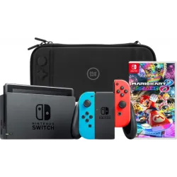 Nintendo Switch Rood/Blauw + Mario Kart 8 Deluxe + BlueBuilt Beschermhoes