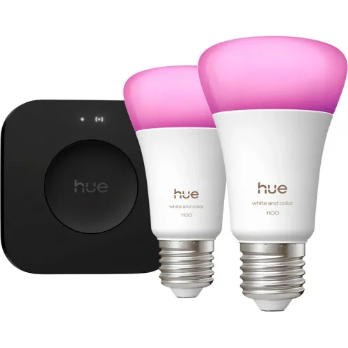 Philips Hue White and Color Starter Pack E27 1100lm 2-pack + Bridge Pro
