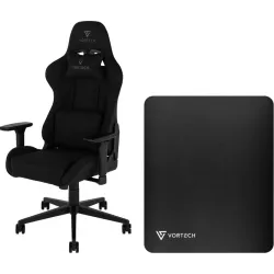 Vortech Essential Gamestoel Zwart + Vortech Vloermat Zwart