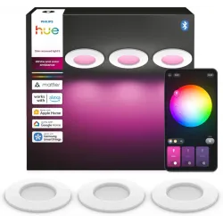 Philips Hue Inbouwspot Slim 3-Pack - White and Color - 90mm - Wit